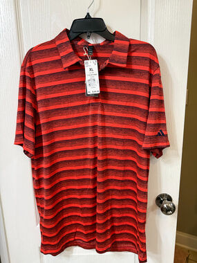 Adidas Men's Polo XL Red With Dark Accent Stripes